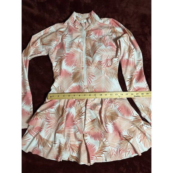 Women M Long Sleeve Rash Guard SwimDress Thumb Holes zippered with skirt/shorts - Picture 3 of 14